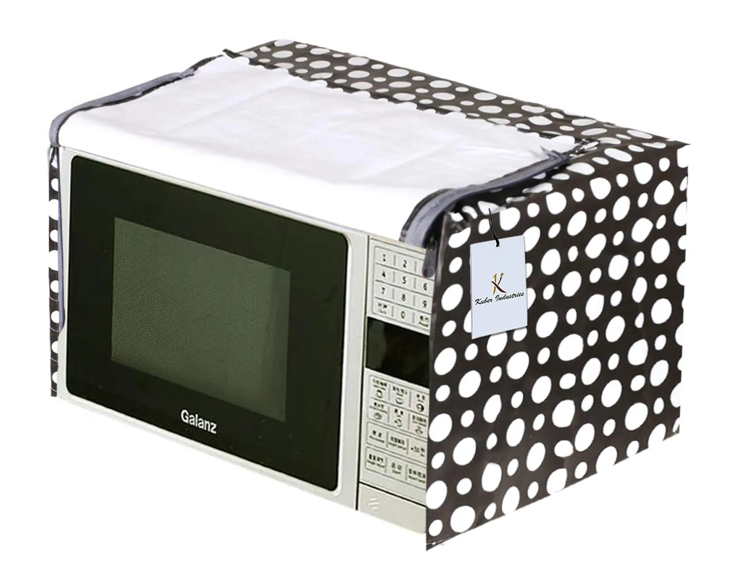 Kuber Industries Dots Design PVC Microwave Oven Full Closure Cover for 30 Litre (Grey) CTKTC33268