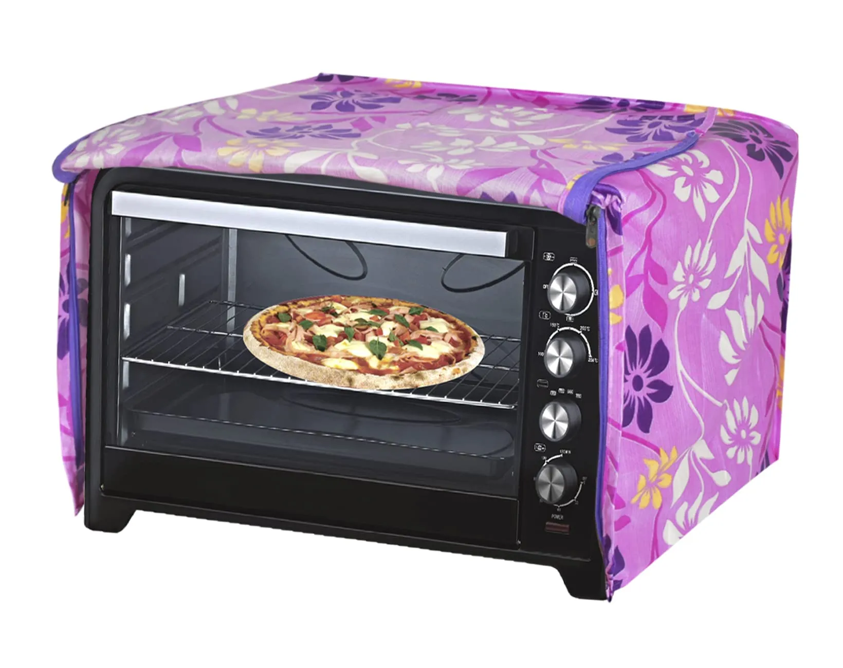 Kuber Industries Polyster Flower Printed Microwave Oven Cover, Dustproof Machine Protector Cover,25 LTR. (Pink)-HS43KUBMART25908