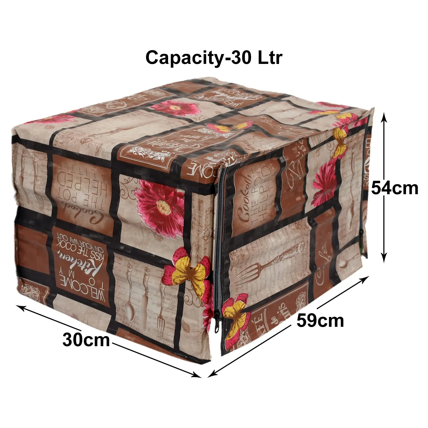 Kuber Industries PVC Multicheck Floral Print Microwave Oven Cover For Home & Kitchen 20 Ltr. (Brown) 54KM4106