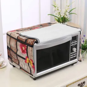 Kuber Industries PVC Multicheck Floral Print Microwave Oven Cover For Home & Kitchen 20 Ltr. (Brown) 54KM4106