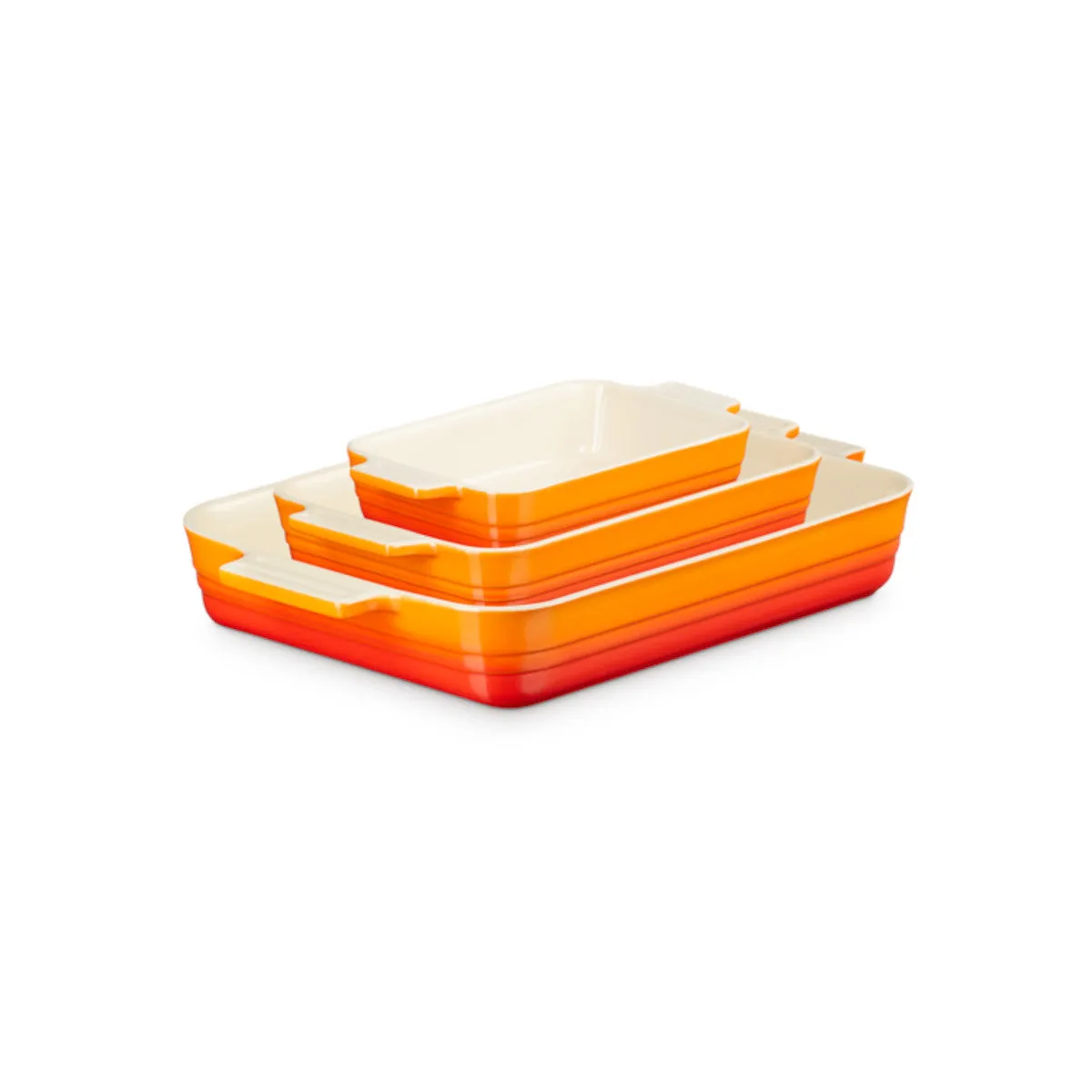 Le Creuset Heritage Stoneware Rectangular Dishes Set Volcanic 19/26/32cm