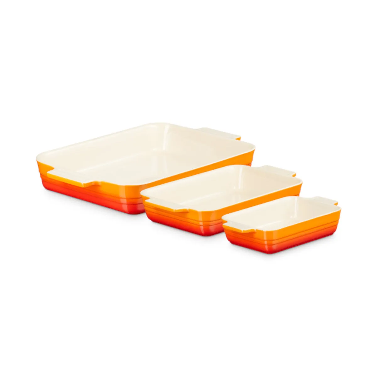 Le Creuset Heritage Stoneware Rectangular Dishes Set Volcanic 19/26/32cm