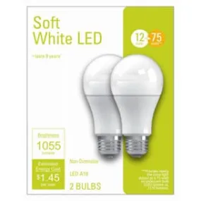 LED Light Bulbs, A21, Soft White, 1055 Lumens, 12-Watts, 2-Pk.