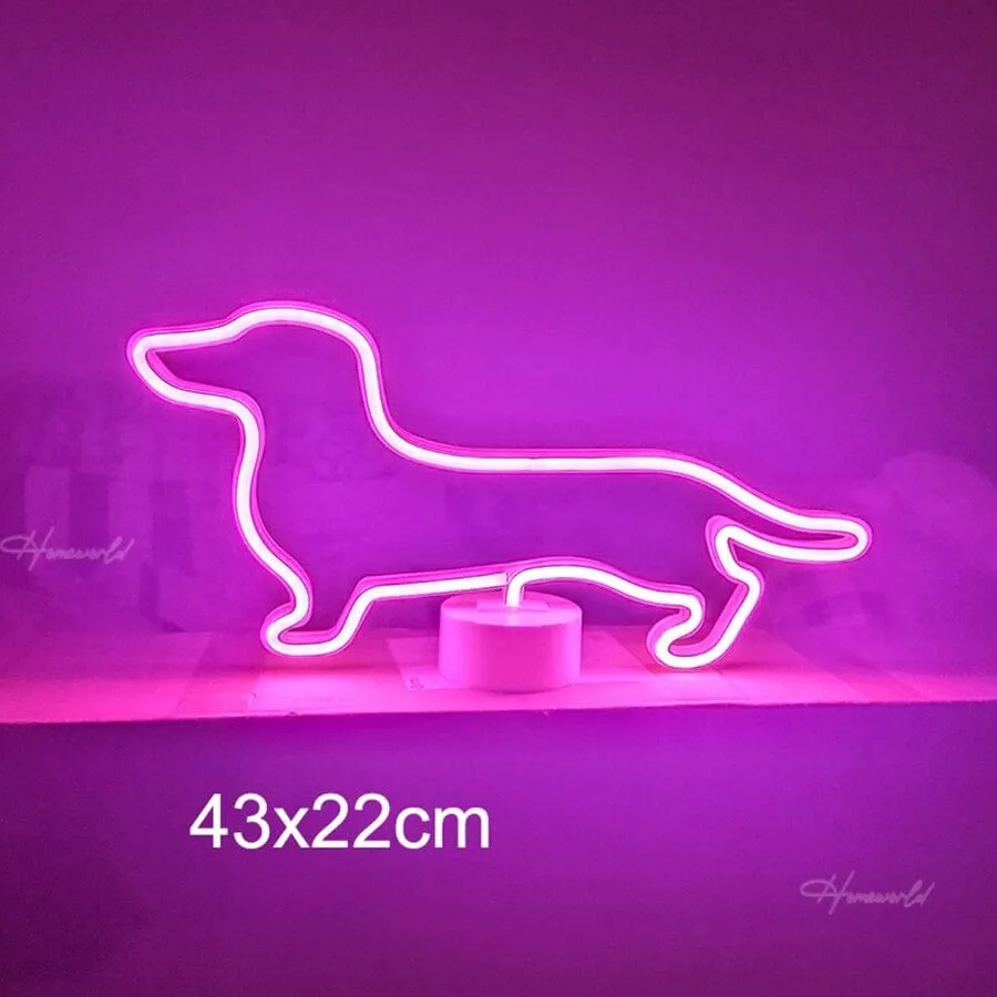 LED Neon Dachshund Lamp