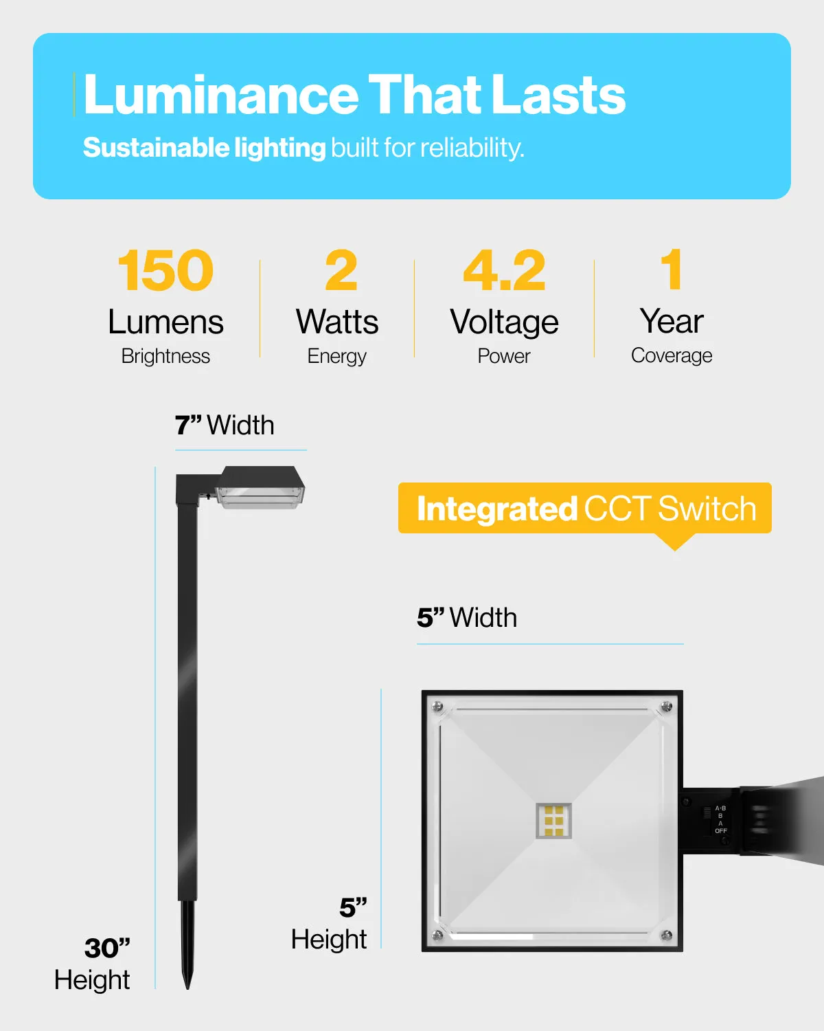 LED Solar Sidewalk Lights, Dusk To Dawn, 150 Lumens