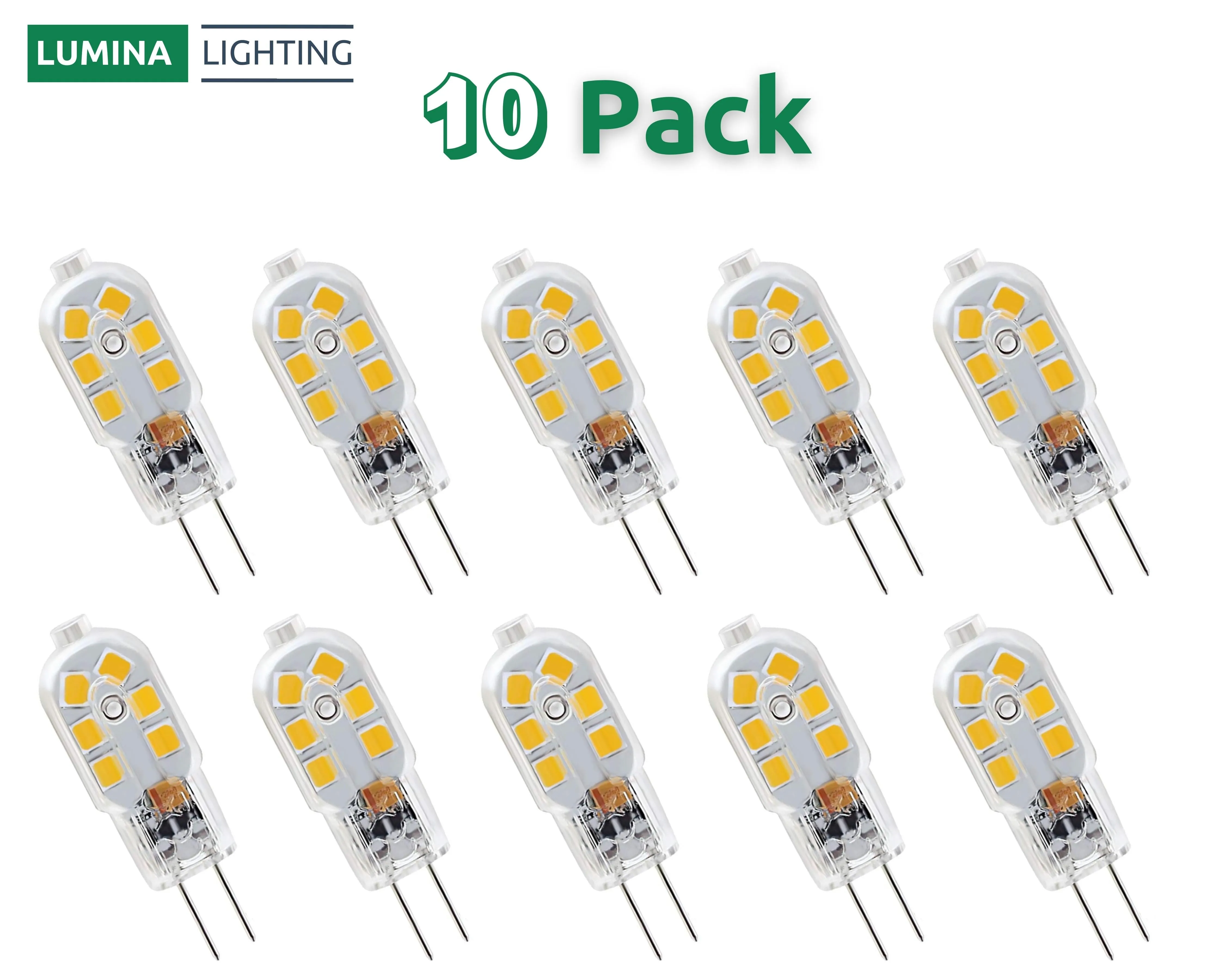 Lumina Lighting® 2W G4 LED Bulb | AC/DC 12V 3000K Warm White, 190 Lumens | (10-Pack)