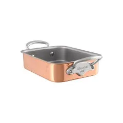 Mauviel Copper Roasting Pan With Stainless Steel Handles, 5.5 x 3.9-In