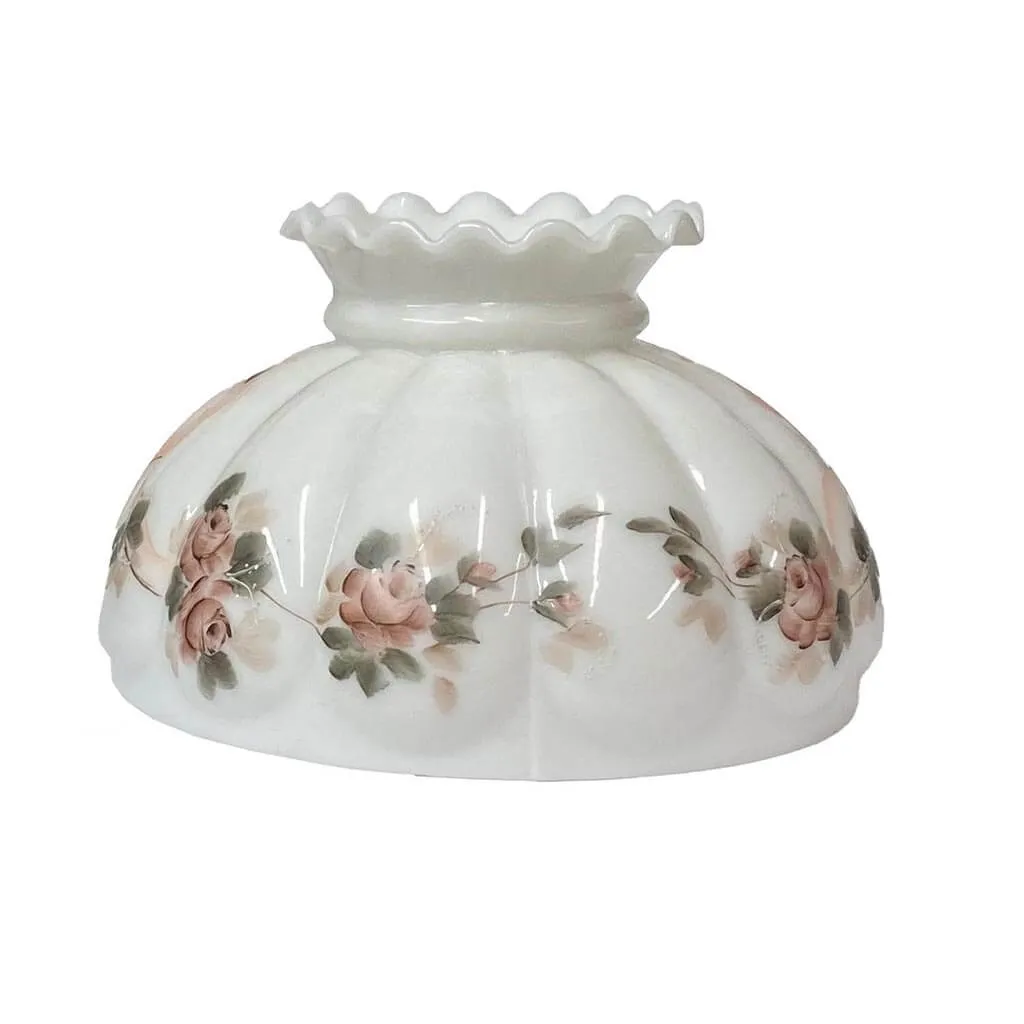 Melon Student Glass Lamp Shade, Roses & Ribbons 10-inch