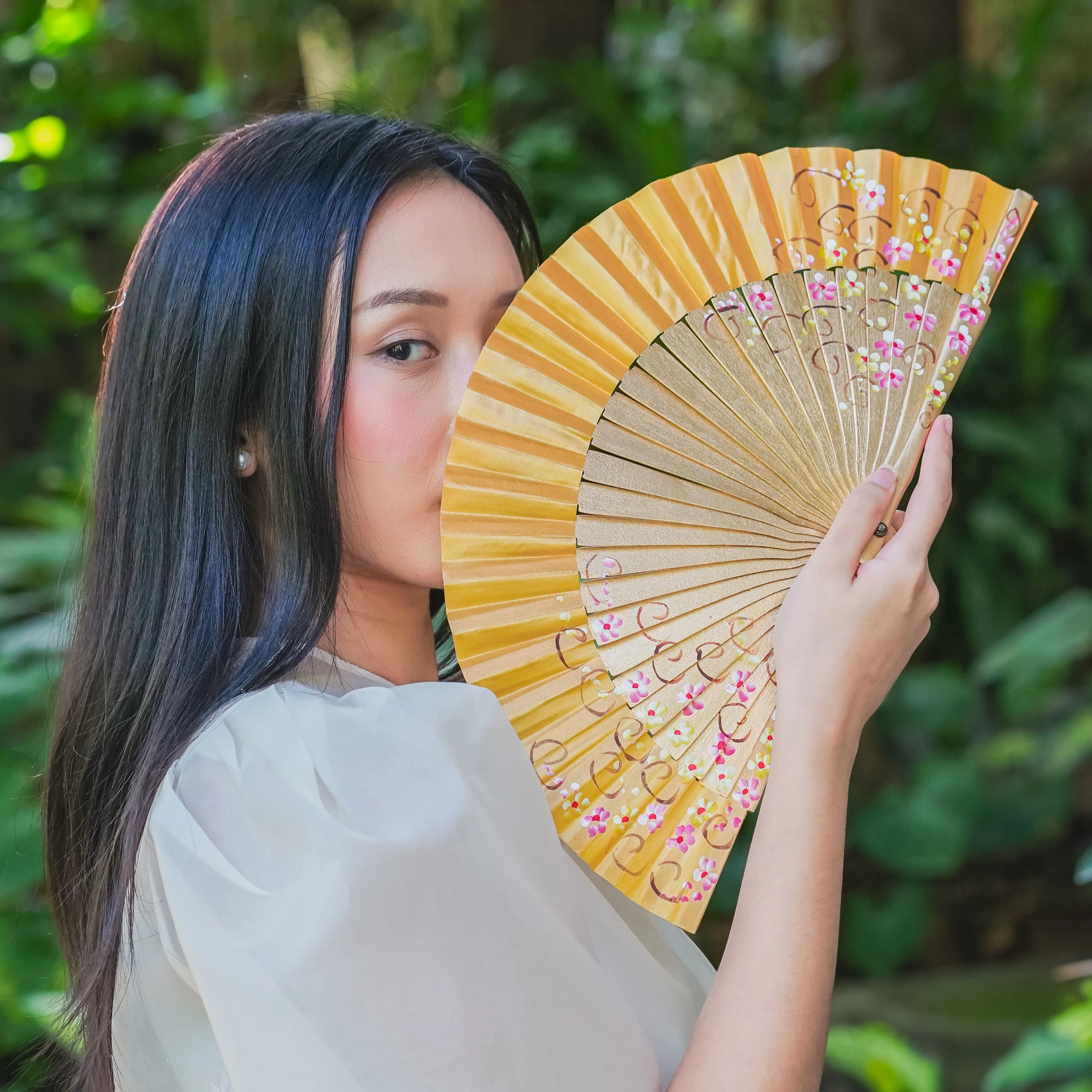 Metallic Hand Painted Fans