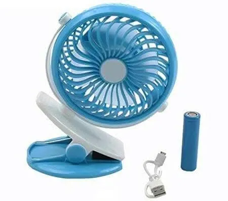 Mini Multi-Functional Portable, Micro USB Rechargeable Clip Fan with Noiseless Brush-less motor