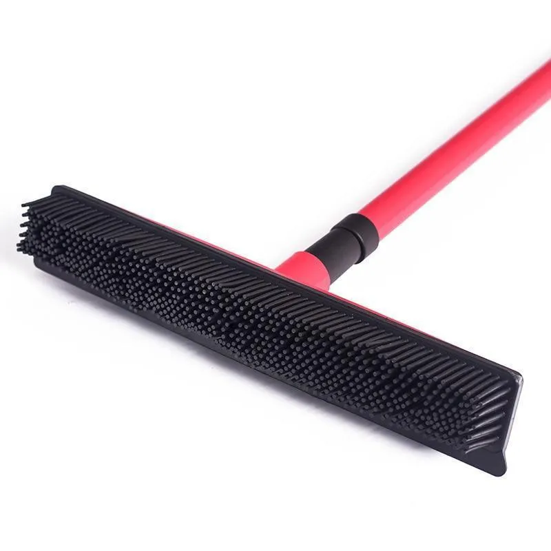 Miracle Broom 3-in-1 Bristles Sweeper Squeegee Scratch Free Bristle Broom for Pet Cat Dog Hair Carpet Hardwood Windows