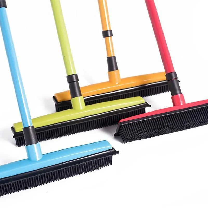 Miracle Broom 3-in-1 Bristles Sweeper Squeegee Scratch Free Bristle Broom for Pet Cat Dog Hair Carpet Hardwood Windows