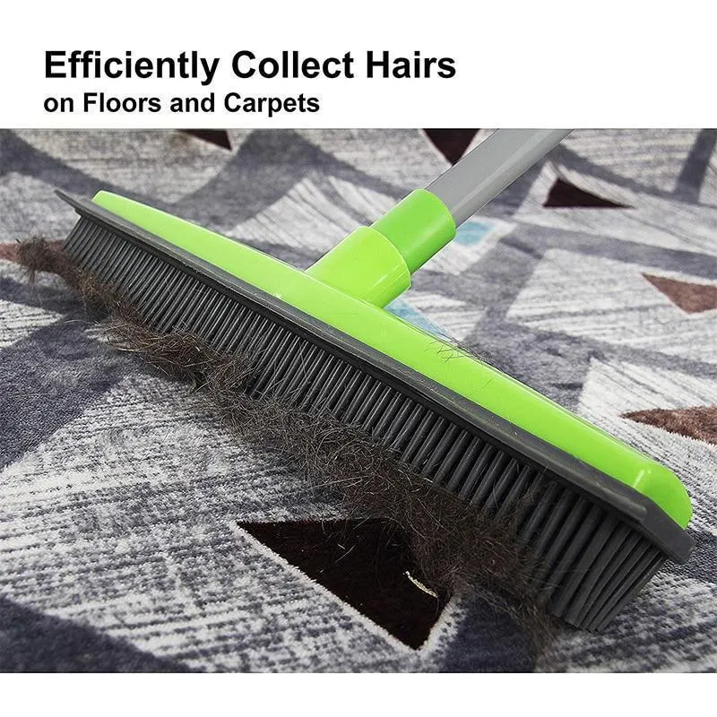 Miracle Broom 3-in-1 Bristles Sweeper Squeegee Scratch Free Bristle Broom for Pet Cat Dog Hair Carpet Hardwood Windows