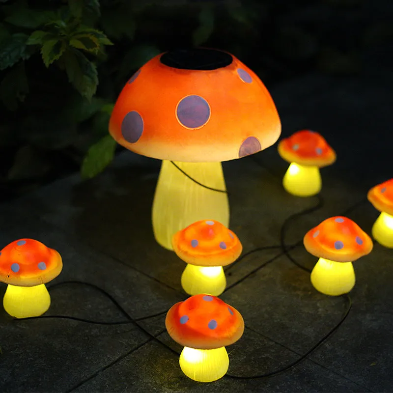 Modern Creative Colorful Mushroom Solar Outdoor Waterproof LED Garden Lights String