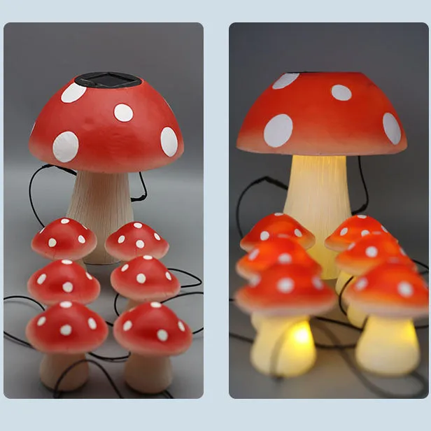 Modern Creative Colorful Mushroom Solar Outdoor Waterproof LED Garden Lights String