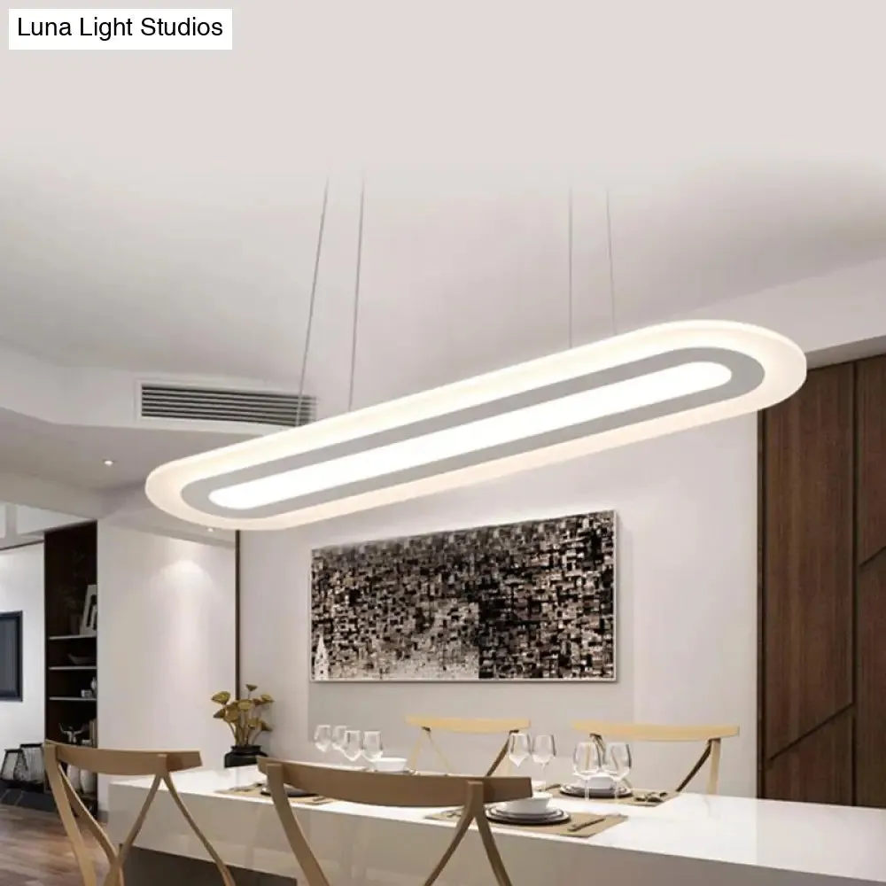 Modern Oval LED Ceiling Pendant Light Kit in Warm/White/Natural Light, 16"/23.5"/31.5" Wide