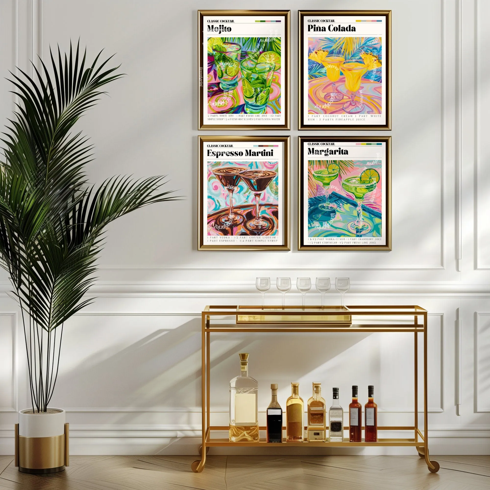 Mojito Print - Mojito Wall Art - Bar Cart Art - Classic Cocktail Prints - Mojito Wall Decor - Cocktail Print Set