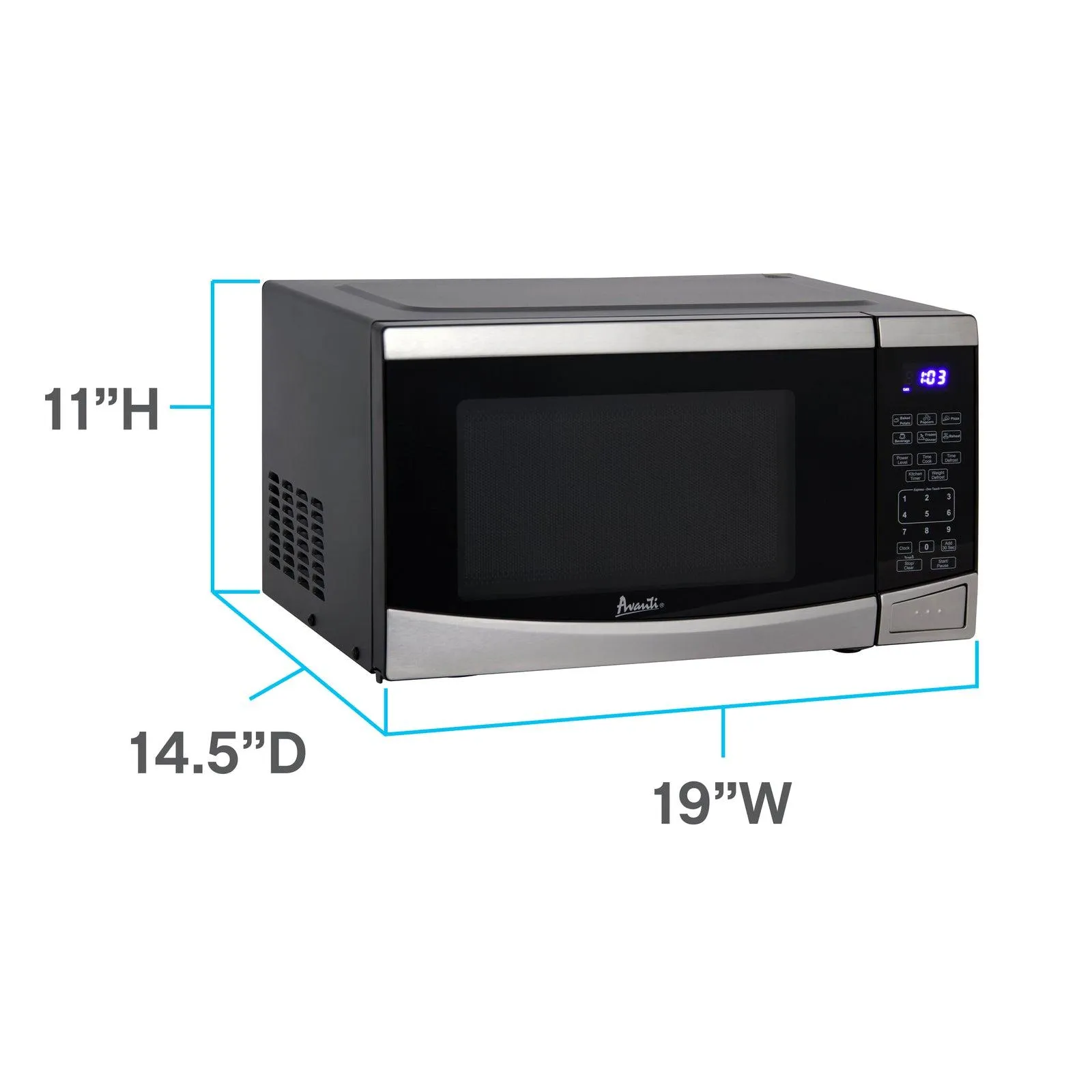 MT09V3S Avanti Countertop Microwave Oven, 0.9 cu. ft. - Stainless Steel / 0.9 cu. ft.