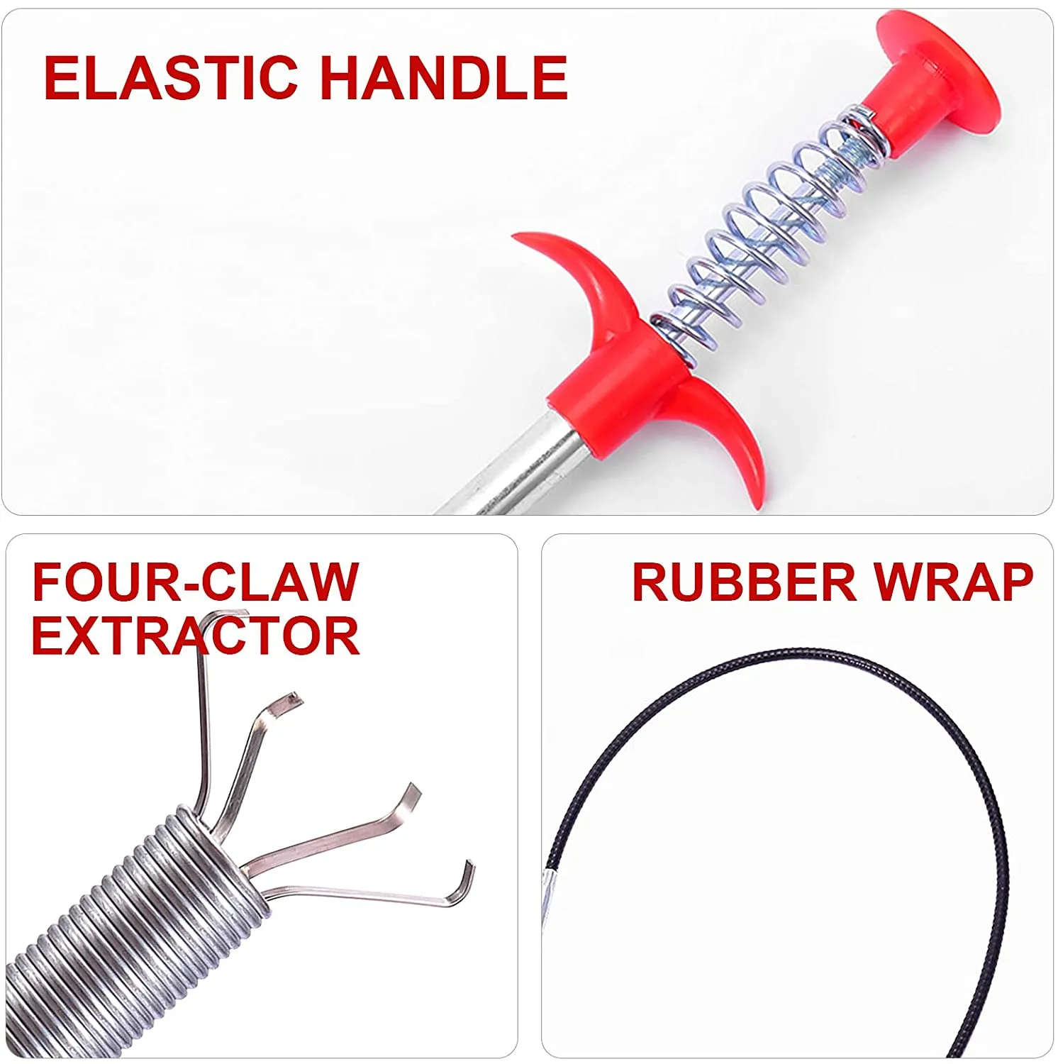 Multifunctional Cleaning Claw Pilpe Cleaner Drainage Block Remover Drain Spring Pipe Dredging Tool, Drain Cleaning Tool for Hair Drain Drain Cleaner Sticks drain pipe clearer (290 Cm)