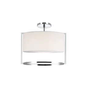 Nagashi Chrome Metal with Fabric Shade 2 Light Flush Mount