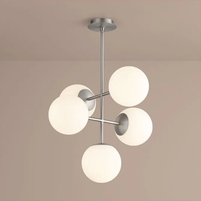 Nebula 8" Globe 5 Light Pendant - Satin Nickel