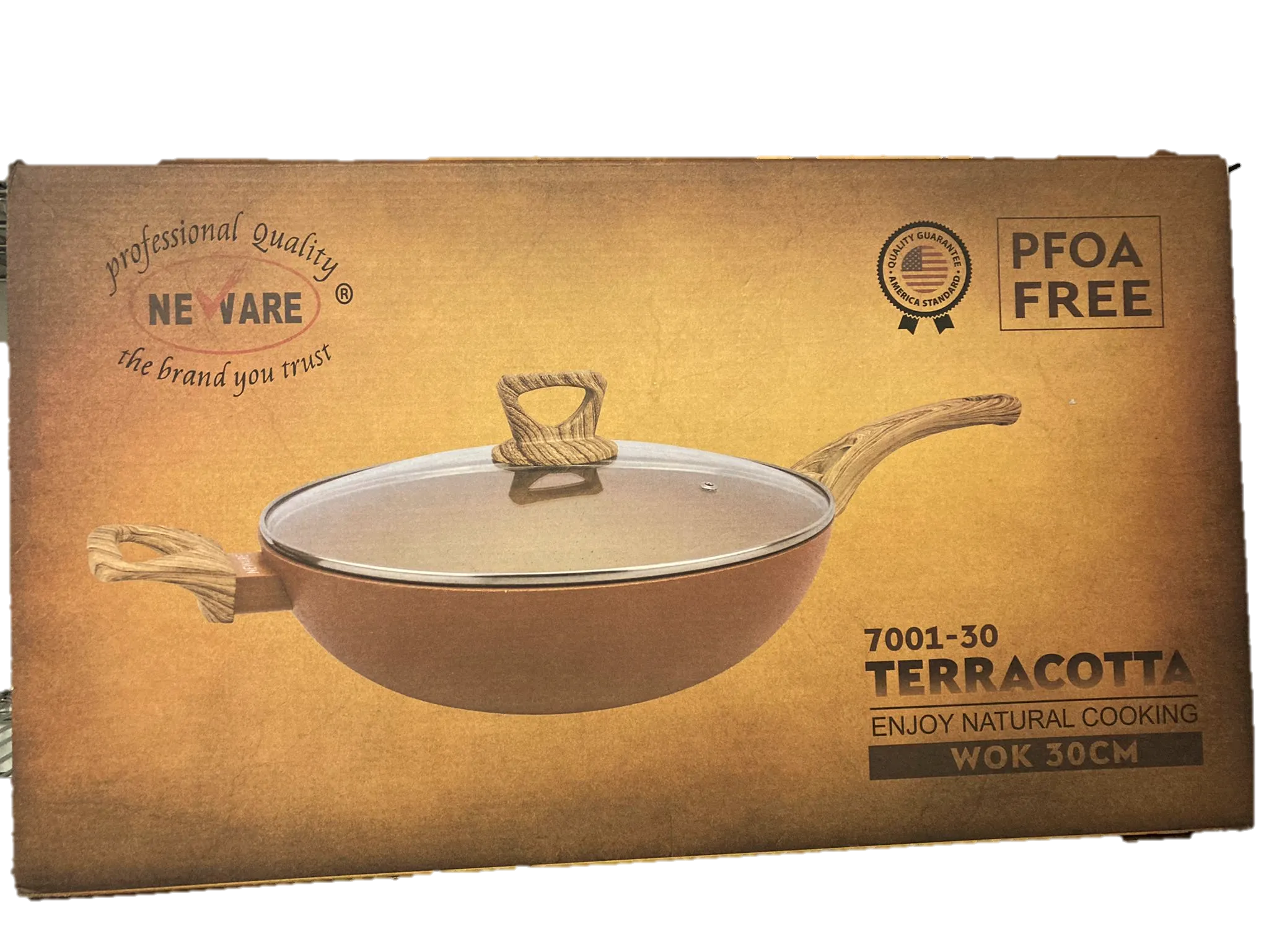 NEWARE Terracotta 12"/30cm Non-Stick WOK, PFOA-Free/ Sarten para saltear WOK de 12" para freir