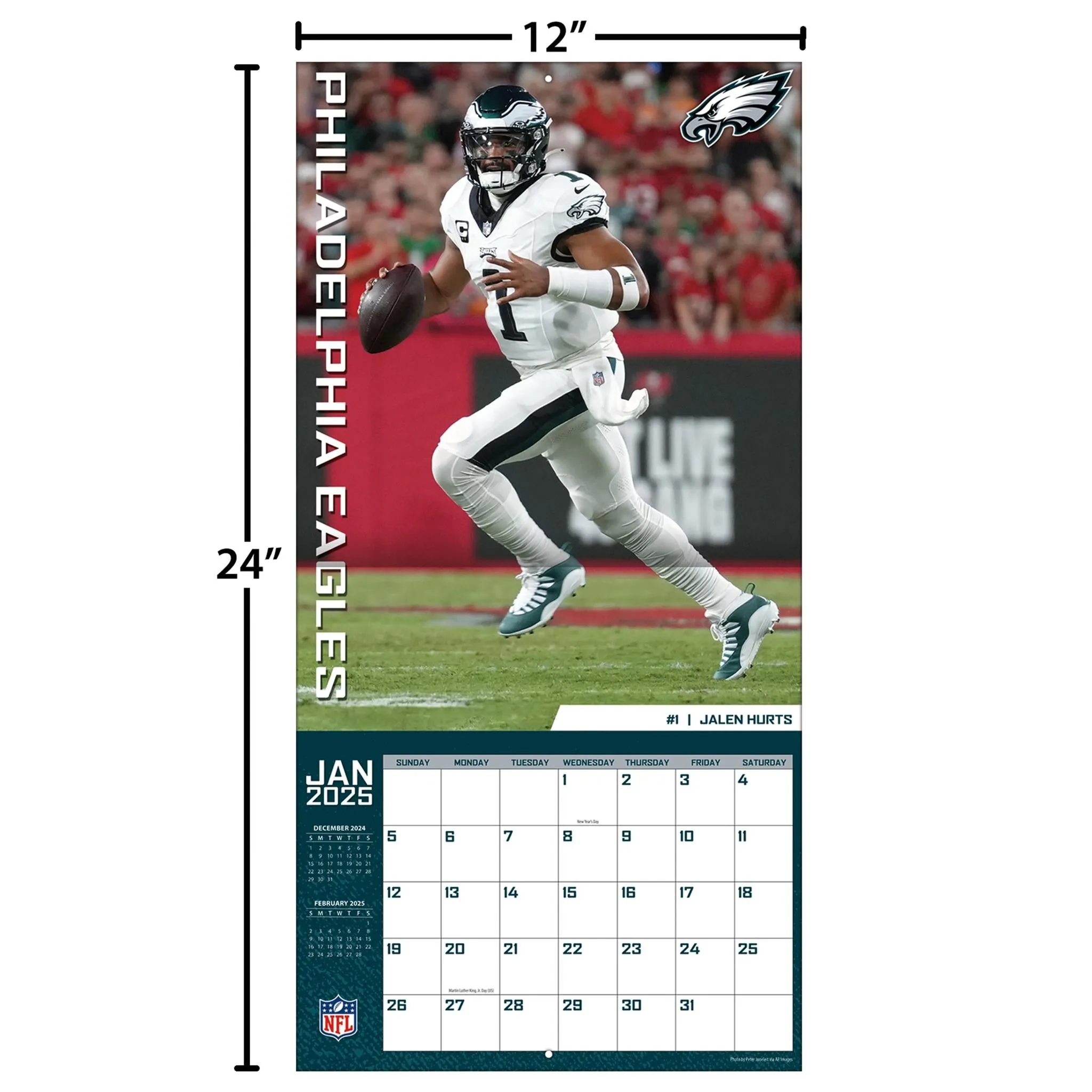 NFL Philadelphia Eagles Wall 2025 Calendar