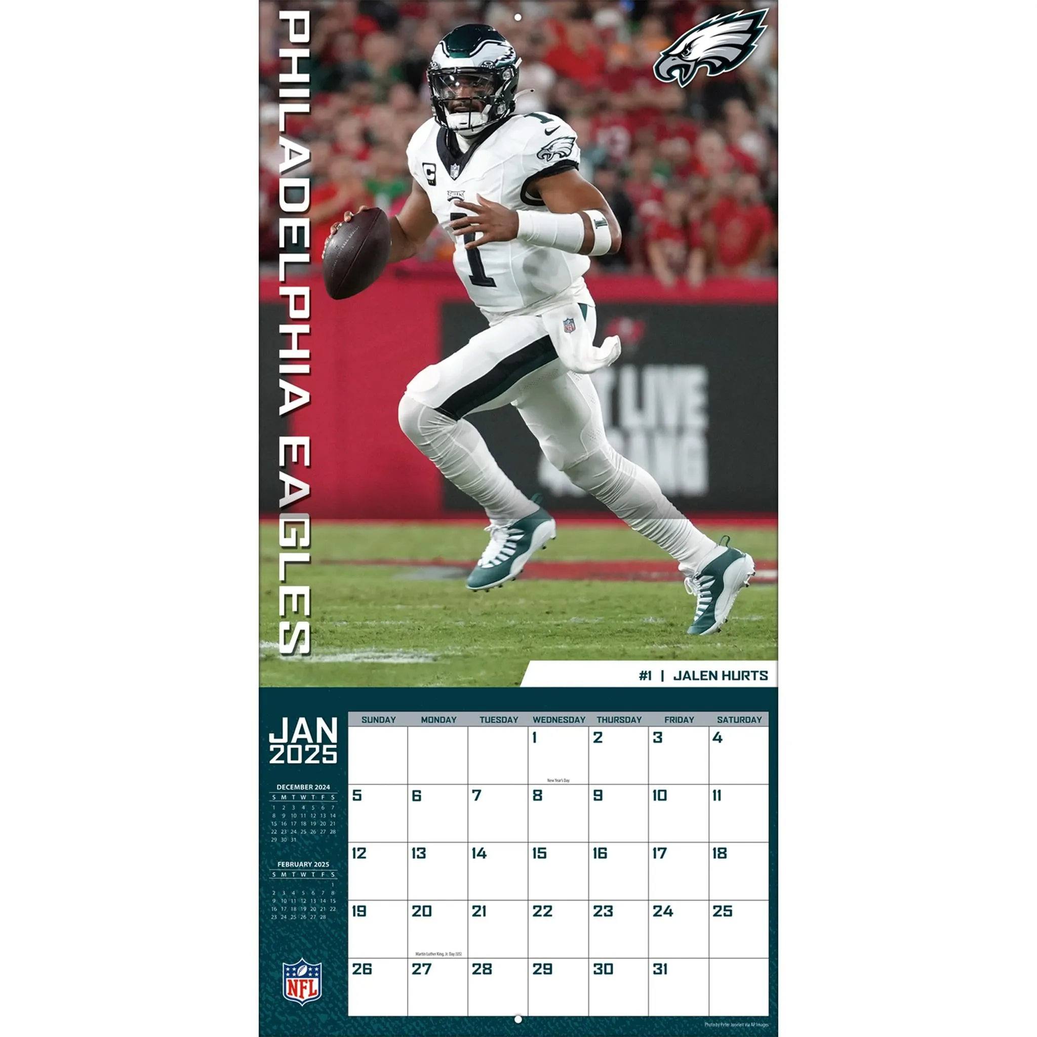 NFL Philadelphia Eagles Wall 2025 Calendar