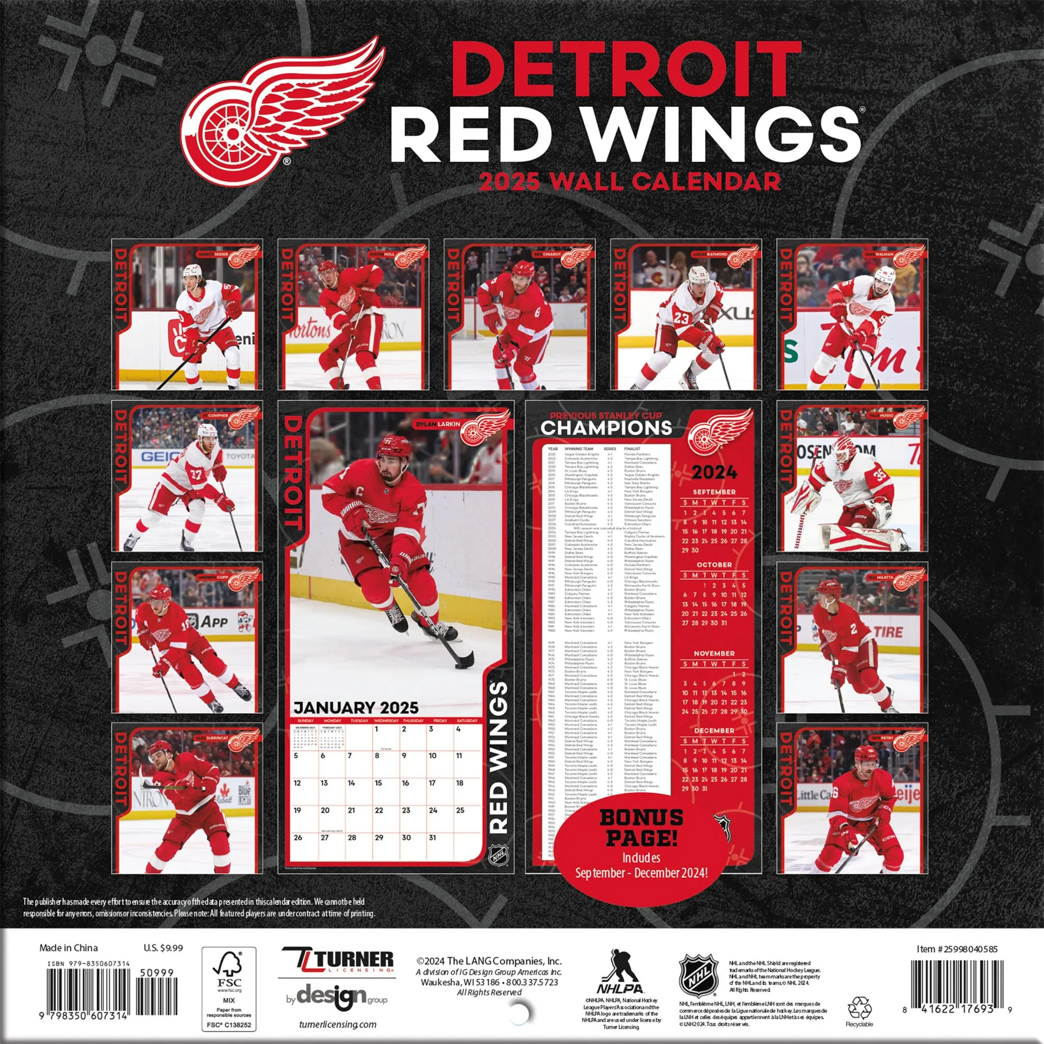 NHL Detroit Red Wings Mini 2025 Calendar - Online Exclusive