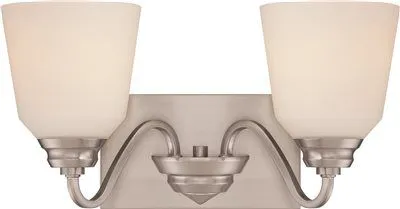 Nuvo Calvin Led 2-Light Vanity Fixture Brushed Nickel 15-3/4 X 8-1/2 Inch  Uses (2) 9.8-Watt Led Gu24 Base Lamps