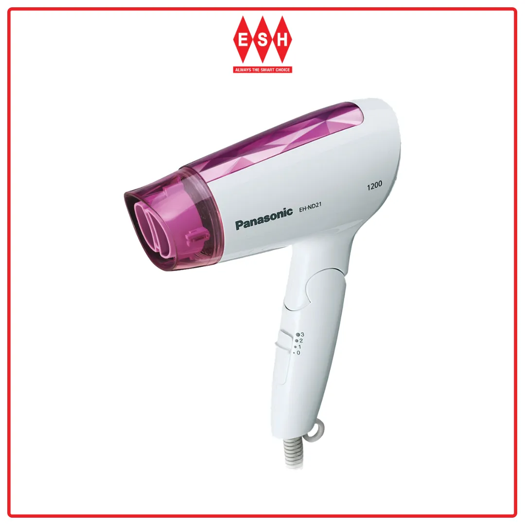 Panasonic EH-ND21 1200W Quick Dry Nozzle with 3 Speed Selections Foldable Hair Dryer