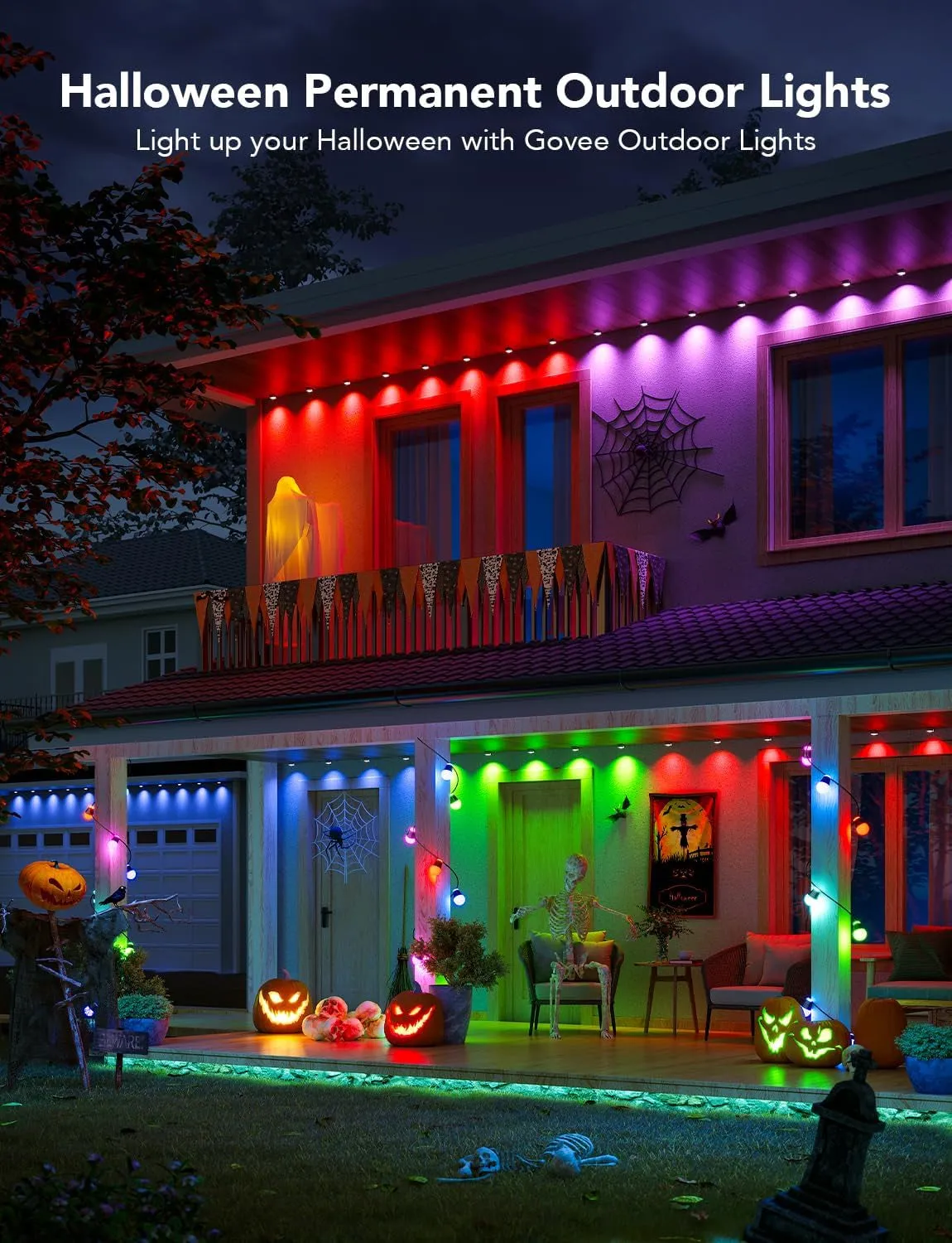 Permanent Outdoor Lights, Smart RGBIC Outdoor Lights with 75 Scene Modes, 150Ft with 108 LED Eaves Lights, IP67 Waterproof for Halloween Decorations, Christmas, Work with Alexa, Google Assistant