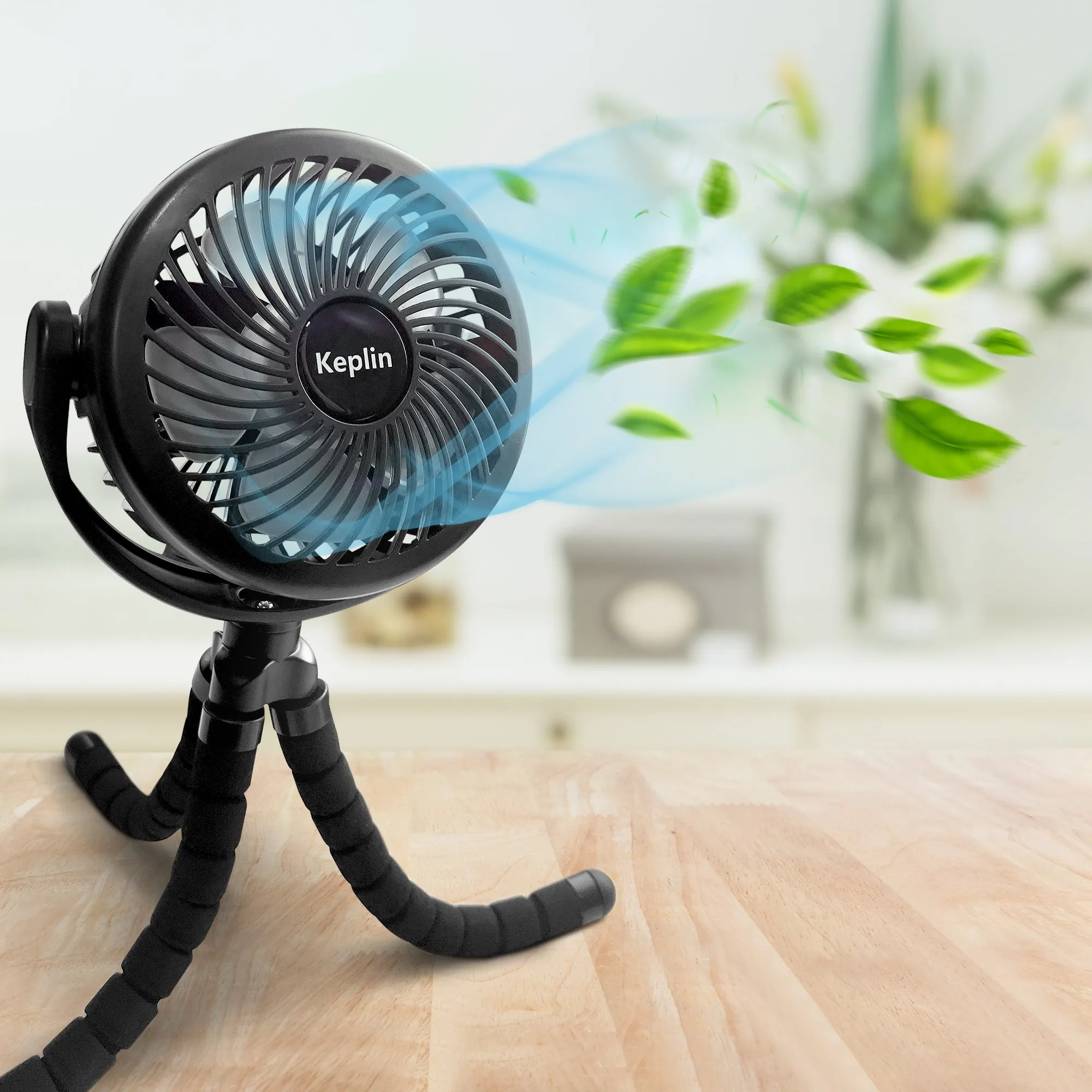 Portable Handheld Fan with Flexible Handle - Rechargeable, 3 Speed Settings, Lightweight and Quiet