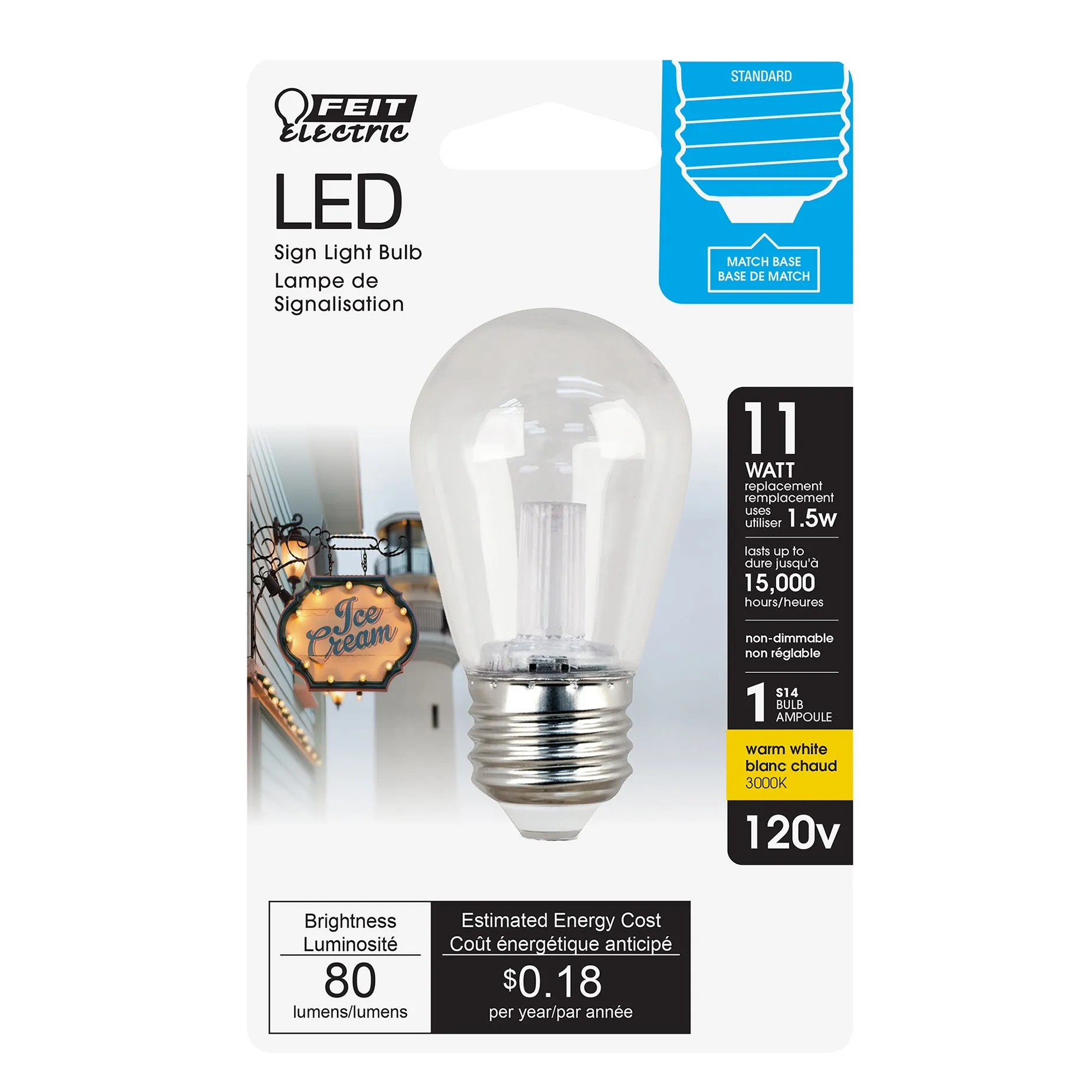 R7S LED bulbs, 11W, S14 Bulb-3000K,80 Lumens, E26, Medium Base,clear