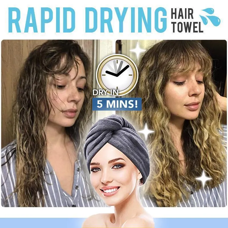 Rapid Hair Drying Microfiber Towel For Curly & All Hair Super Absorbent towel wrap with button