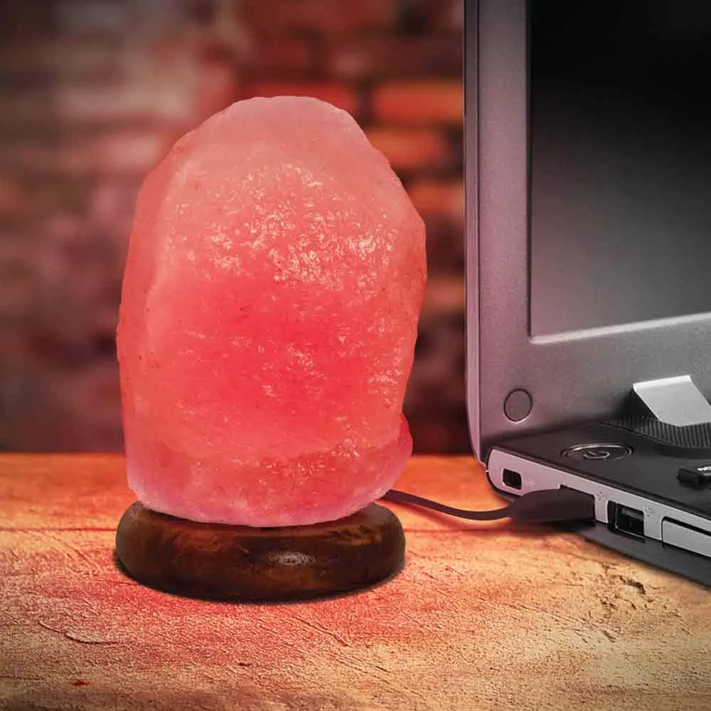 Red USB Himalayan Pink Salt Lamp - Soothing Glow for Your Space