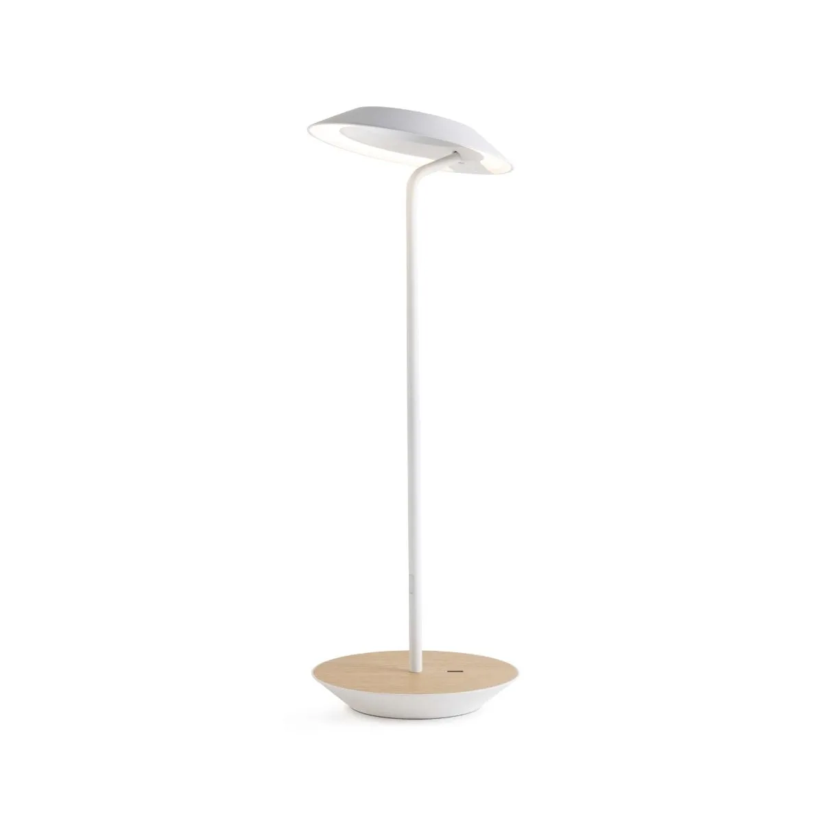 Royyo Matte White With White Oak Modern LED Desk Lamp with USB Port