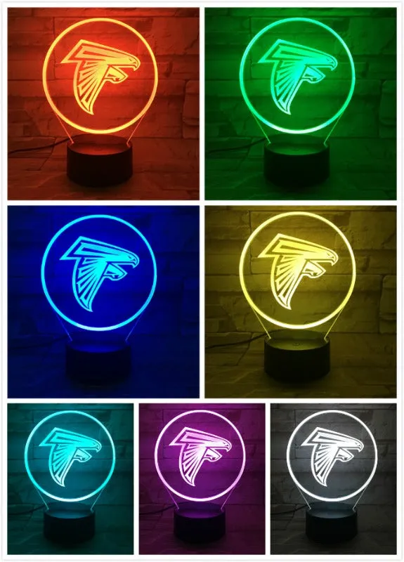 Rugby NFL Atlanta Falcons logo 3D lamp 1/3/7/16 colors available