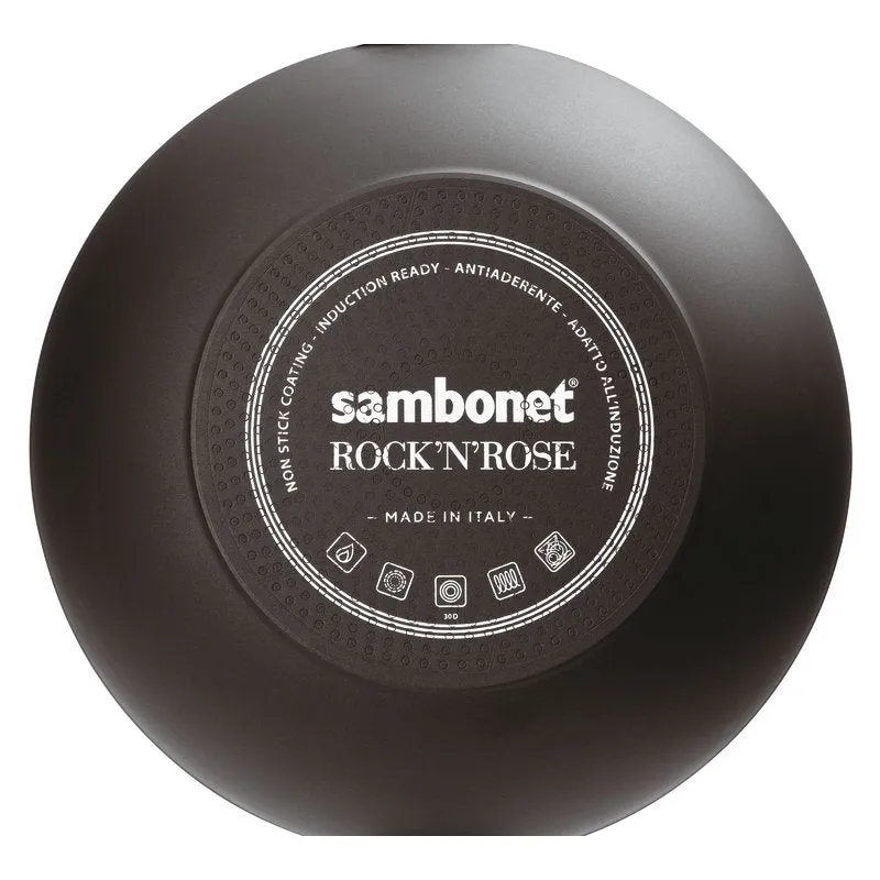 SAMBONET Wok Padella con Manico Rock & Rose Black 28cm Alluminio