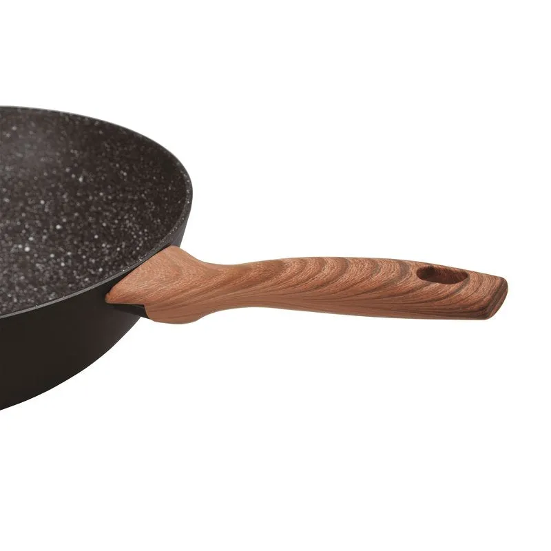 SAMBONET Wok Padella con Manico Rock & Rose Black 28cm Alluminio