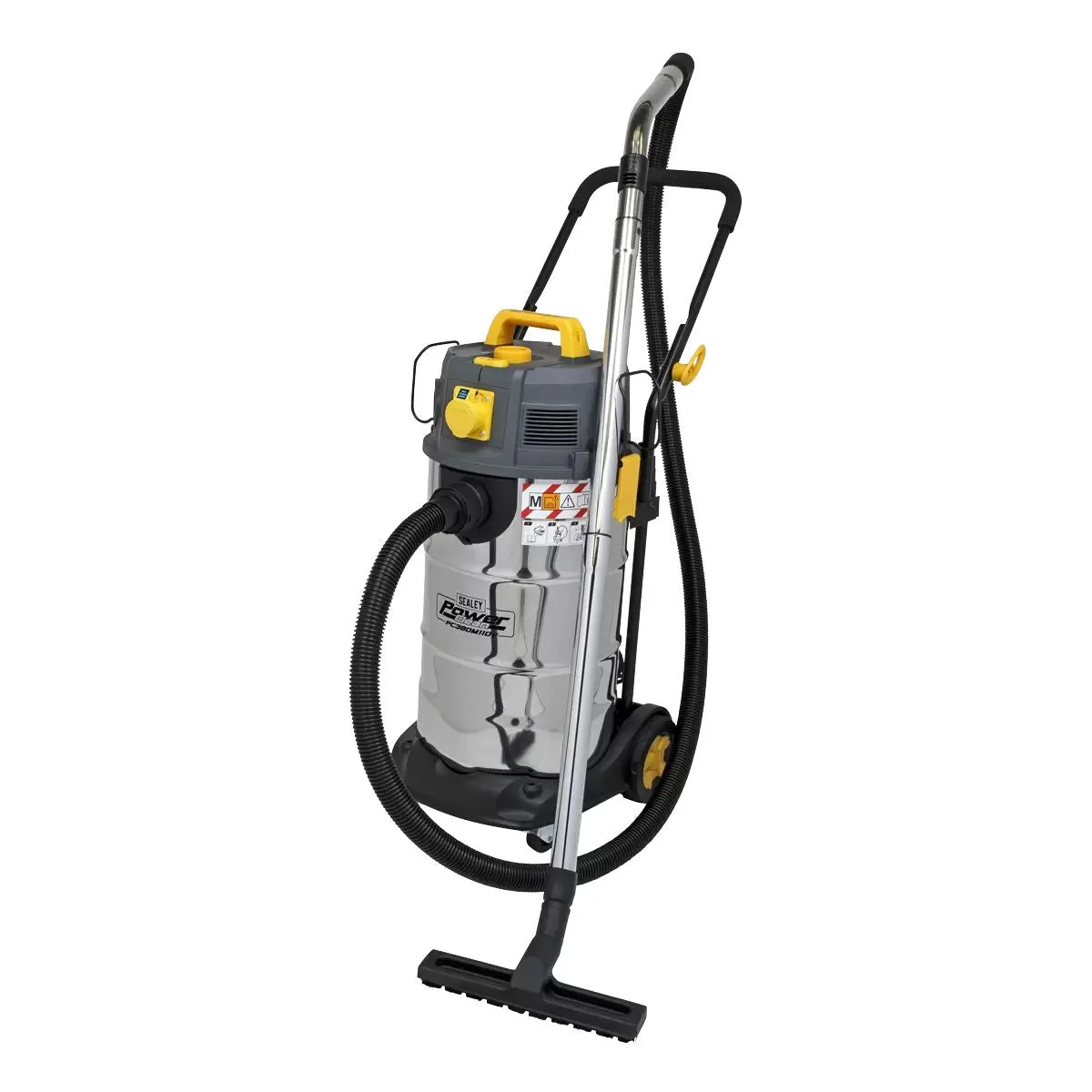 Sealey PC380M110V Vacuum Cleaner Industrial Dust-Free Wet/Dry 38L 1100W/110V Stainless Steel Drum