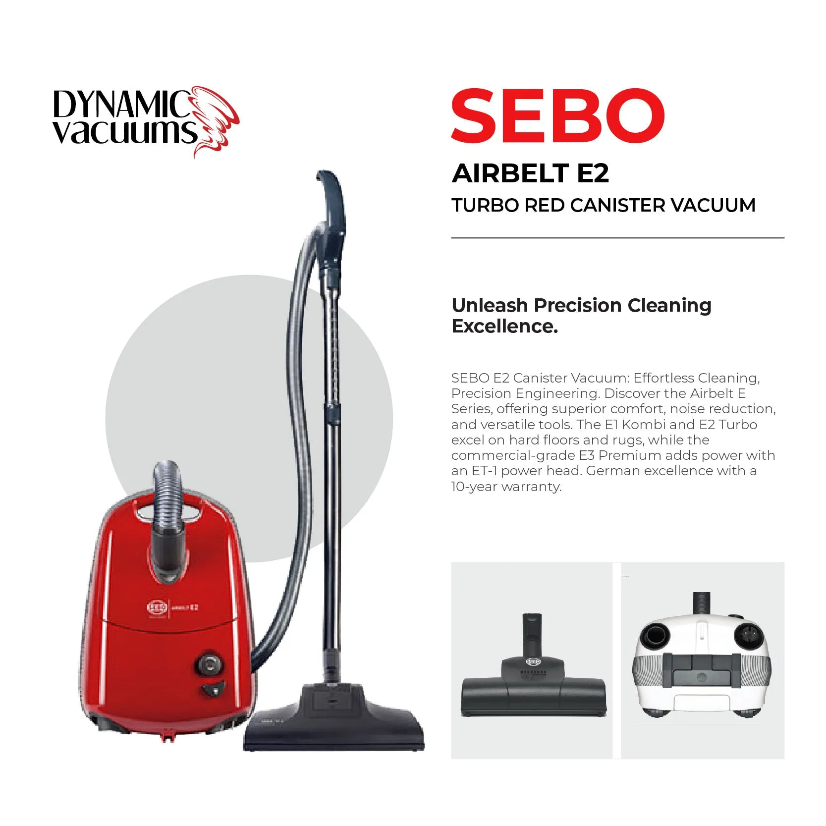 Sebo Airbelt E2 Turbo Red Canister Vacuum