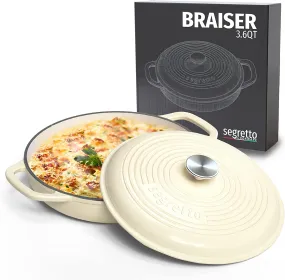 Segretto Braiser Pan | 3.6 Quarts | White