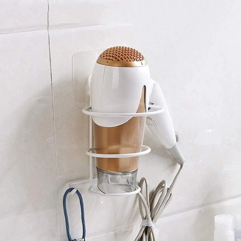 Self Adhesive Hair Dryer Holder, Bathroom Rack, Wall-Mounted