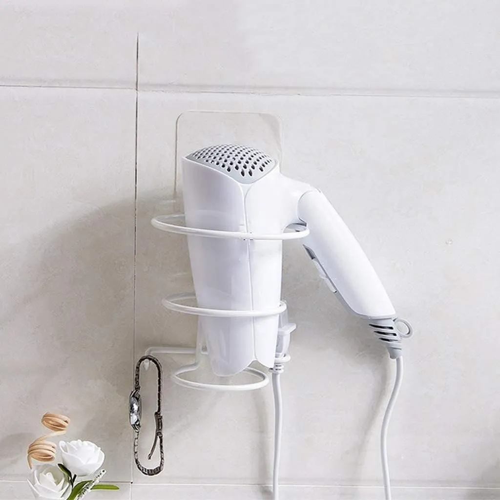 Self Adhesive Hair Dryer Holder, Bathroom Rack, Wall-Mounted