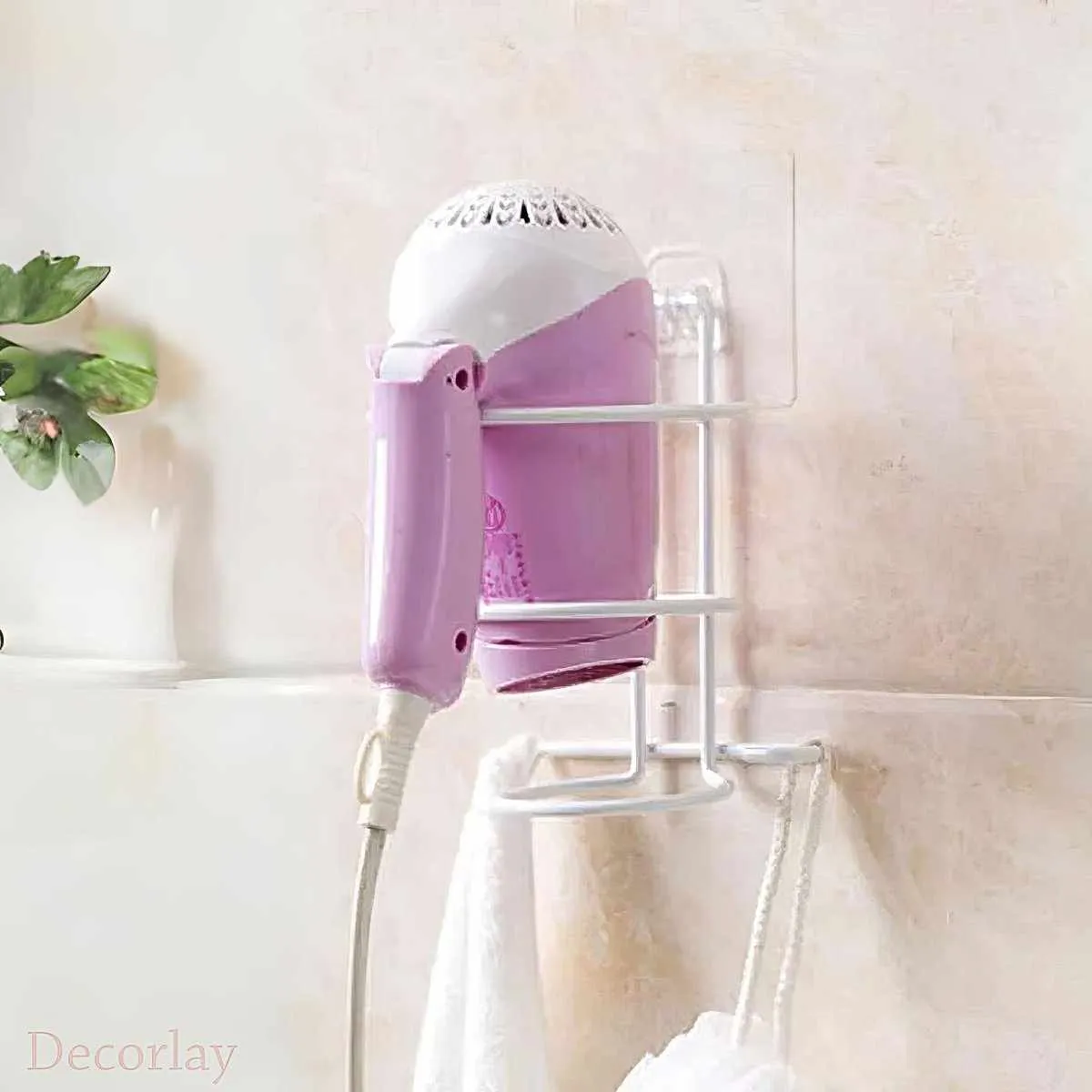 Self Adhesive Hair Dryer Holder, Bathroom Rack, Wall-Mounted