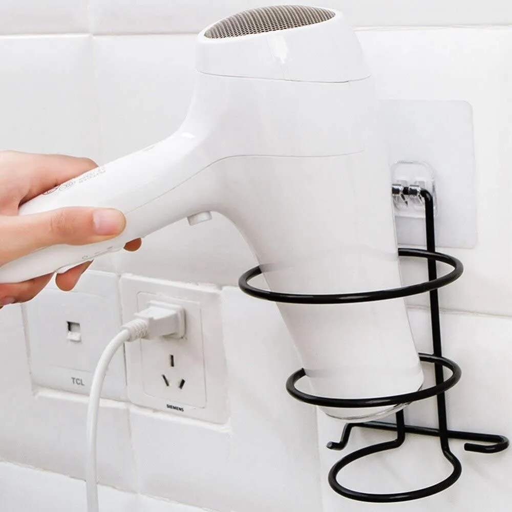 Self Adhesive Hair Dryer Holder, Bathroom Rack, Wall-Mounted