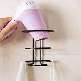 Self Adhesive Hair Dryer Holder, Bathroom Rack, Wall-Mounted