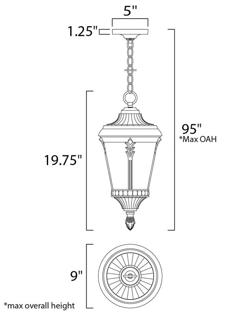 Sentry 19.75" Single Light Outdoor Pendant Light in Black