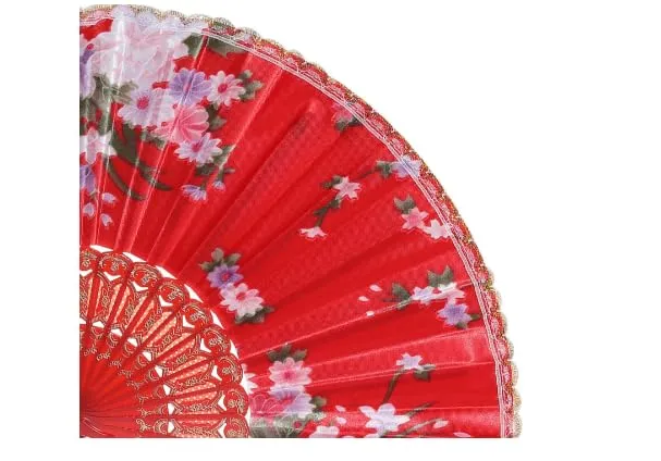 SHAMSI ARTS Silk Sakura Butterfly Printed Japanese Folding Hand Fan Black (Pack Of 4) ps Multi Colors